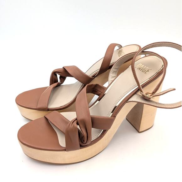 Paige Cayden Leather Ankle Strap Platform Sandals Women's Size US11 EU42 - Picture 1 of 10